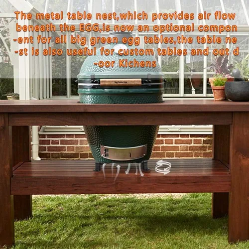 Miniatura 5 de Soporte de parrilla para nido grande de huevo verde, accesorios para huevos verdes grandes, soporte para mesa de Kamado (L-para grande BGE)
