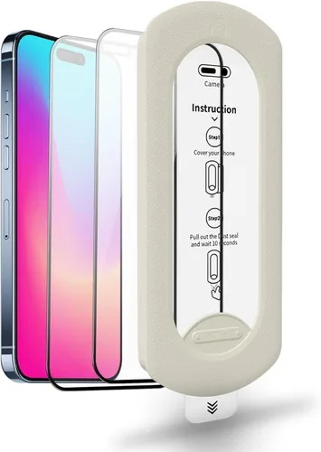 Miniatura 16 de Protector de pantalla de vidrio templado para iPhone 17 Pro con kit de alineación automática, polvo automático, grado militar 9H+ inastillable