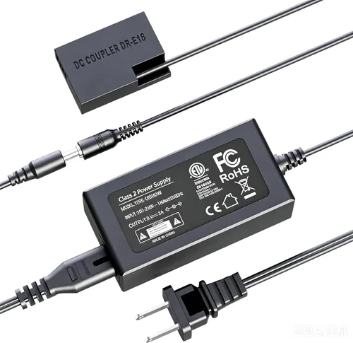 para Canon R50 Batería ficticia ACK-E18 Adaptador de corriente alterna, LP-E17 Batería simulada DR-E18 Acoplador DC para Canon EOS Rebel R100 RP R8