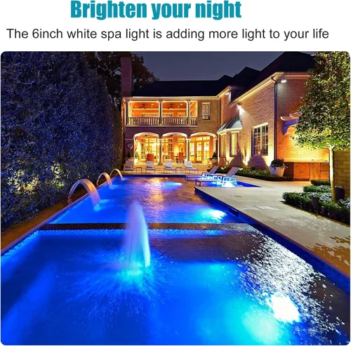 Miniatura 6 de Luces LED de spa de 6 pulgadas para piscina enterrada, 50 pies AC120V 6 pulgadas, luces blancas de piscina, luz subacuática de spa para piscinas