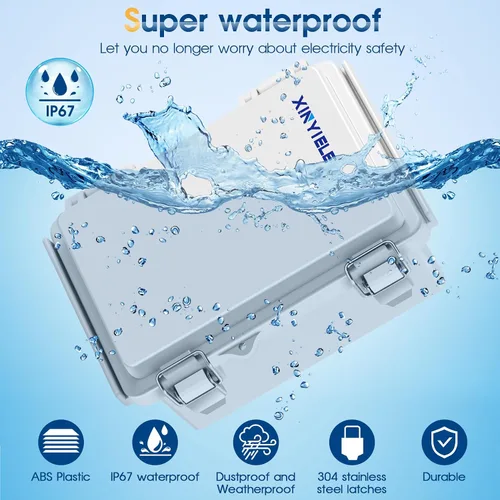 Miniatura 2 de Caja de conexiones de plástico ABS impermeable para proyectos al aire libre, IP67, resistente a la intemperie, a prueba de polvo con cubierta