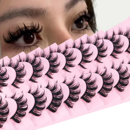 Miniatura 10 de FANXITON - Pestañas postizas de visón esponjosas, 20 mm, de ojo de gato, largas, 5D, dramáticas, 10 pares de pestañas postizas de visón sintético