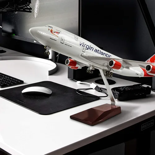 Miniatura 2 de 24-Hours 18" modelo a escala 1:130 Jet British Airways Virgin B747 Kits de aviones modelo pantalla avión fundido a presión con luz LED