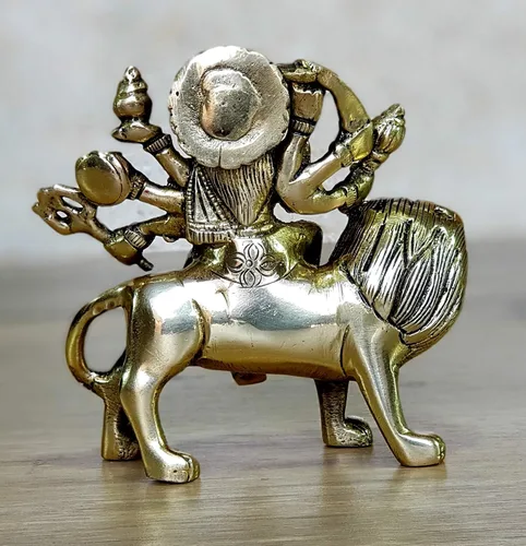 Miniatura 8 de eSplanade Ídolo Maa Durga/MATA Rani de latón, estatua, moorti, murti para mandir del hogar y decoración del hogar (4.6 pulgadas)