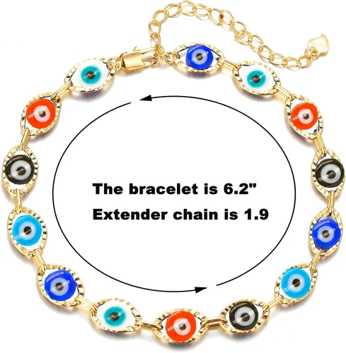 Miniatura 4 de Dainty Evil Eye Bracelets for Women,14K Gold Evil Eye Chain Bracelet for Girls