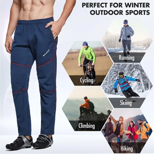 Miniatura 20 de baleaf Pantalones de forro polar para hombre, pantalones de ciclismo de invierno, ropa de bicicleta de montaña, equipo térmico para correr en clima