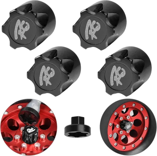 Miniatura 7 de Hobbypark Adaptador de tapa central de llanta de automóvil RC de aluminio para 1/10 RC Crawler Traxxas TRX4 Axial SCX10 90046 D90 Redcat Gen7 (rojo)