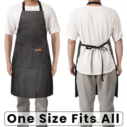 Miniatura 6 de BeLuyi - Paquete de 2 delantales ajustables con peto, delantales de chef para cocina, restaurante, con 2 bolsillos, delantales para mujeres