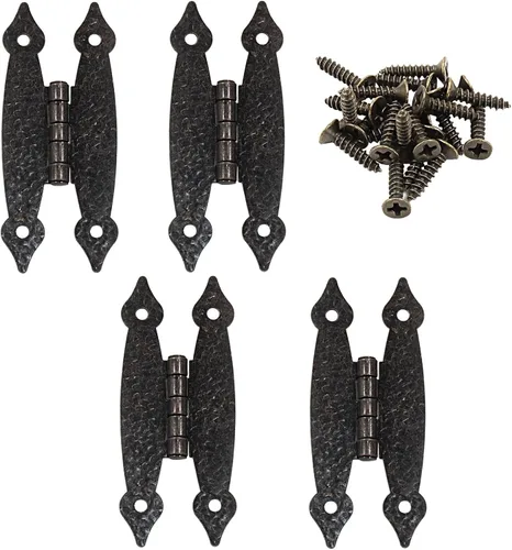 Miniatura 8 de Murtenze Paquete de 4 Bisagras en H Antiguas de Bronce de 3.5 Pulgadas, Bisagras de Gabinete de Acero Laminado en Frío, Bisagras Planas, Bisagras