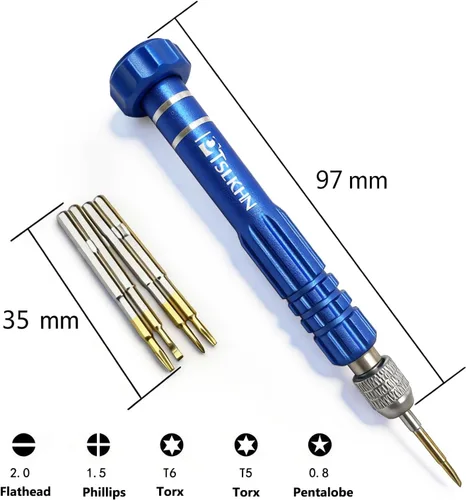 Miniatura 2 de PTSLKHN S2 - Destornillador pequeño multifuncional 5 en 1, kit de destornilladores magnéticos de acero para lentes, gafas de sol, electrónica
