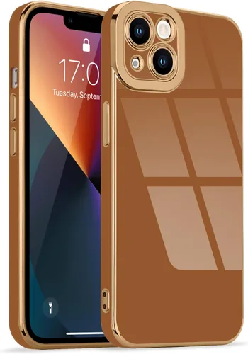 Miniatura 51 de Lafunda Diseñada para iPhone 13 Pro, fundas lujosas con chapado lindo para mujeres y niñas, elegante borde dorado, a prueba de golpes, TPU con funda