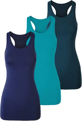 Miniatura 14 de TAIPOVE Camisetas largas sin mangas para mujer de algodón para capas con espalda cruzada extra largas para ropa deportiva, paquete de 3