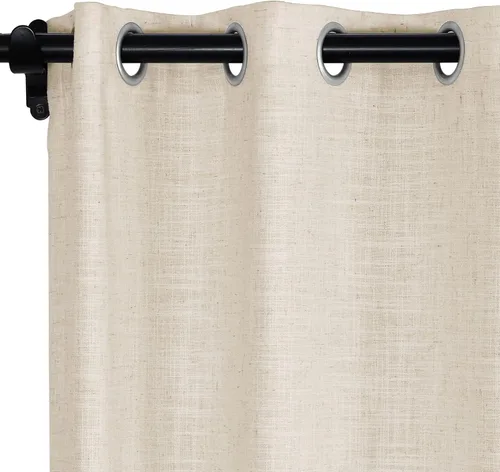 Miniatura 45 de Fcosie Cortinas opacas de lino 100 % opacas de 50 pulgadas de ancho x 63 pulgadas de largo, paneles de cortina con ojales para sala de estar