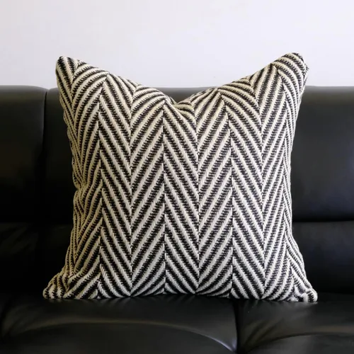 Miniatura 2 de vctops Funda de cojín de punto bohemio en blanco y negro, funda de cojín tejida con flecha, decoración cuadrada para sofá, dormitorio, sala