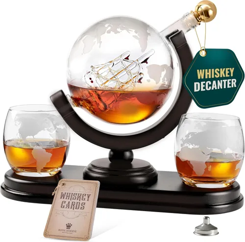 Miniatura 10 de Royal Reserve - Juego de decantador de whisky - Decantador de licor de bourbon de 24 onzas, 25.4 fl oz con vasos, piedras refrescantes, posavasos