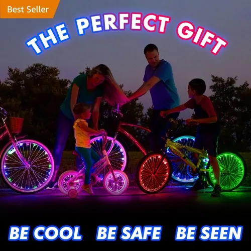 Miniatura 2 de Activ Life Paquete de 2 luces LED para ruedas de bicicleta con baterías incluidas, obtén un 100% más brillante y visible desde todos los ángulos