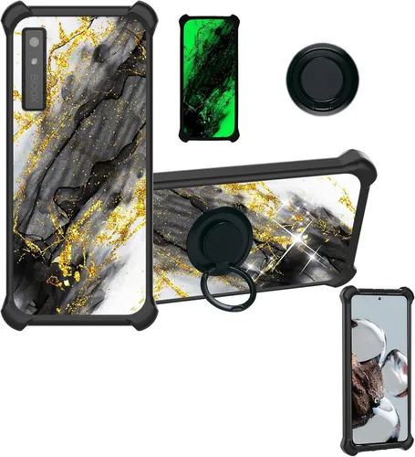 Miniatura 20 de Aroepurt Cricket Ovation 2 - Funda compatible con AT&T Maestro Max (2021) [PC duro + silicona suave] [purpurina dorada + luminosa] JSH-HDL