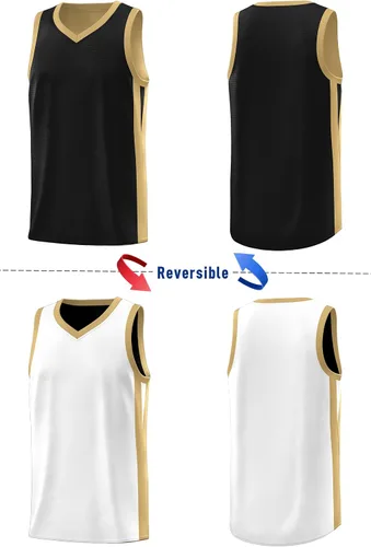 Miniatura 12 de KXK Camiseta de baloncesto reversible en blanco para hombre, uniforme de equipo, atlético, hip hop, camisetas de baloncesto S-4XL