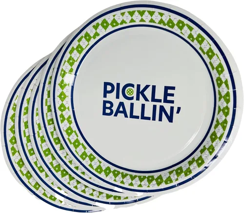 Miniatura 4 de Twerp Platos y servilletas de fiesta de pickleball - Suministros de fiesta para Pickle Ball - Juego de 10