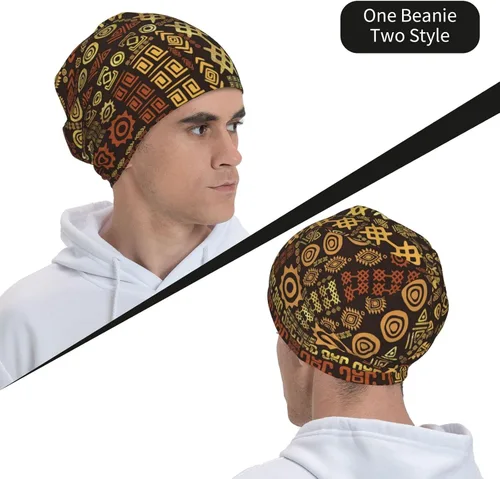 Miniatura 32 de Gorro africano holgado para adultos, tejido elástico, de calavera, gorro de invierno para exteriores para mujeres y hombres