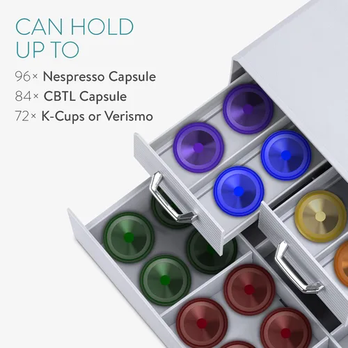 Miniatura 5 de Navaris Organizador para cápsulas de café con 4 cajones - Compatible con Nespresso, CBTL, K-Cups, Verismo - Caja contenedora organizadora de Gris