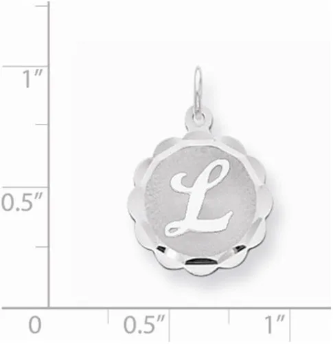 Miniatura 2 de Dije colgante de plata de ley 925 con inicial brocada en L 0630in x 0866in Plata esterlina