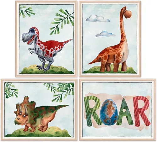 Miniatura 16 de DREAM BIG PRINTABLES Impresiones artísticas de acuarela de dinosaurios (juego de 4) – sin marco – 8 x 10 s El juego incluye tiranosaurio Rex