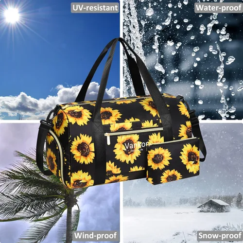 Miniatura 14 de Bolsa de gimnasio para mujer con compartimento para zapatos, impermeable, bolsa de lona deportiva para viajes, fin de semana, llevar en la playa
