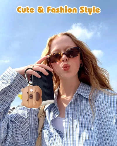 Miniatura 5 de Joyleop Funda para Airpods Pro 3 – Linda funda divertida para mujeres, niñas y niños 3D Kawaii Capybara Oso Diseño de dibujos animados Funda