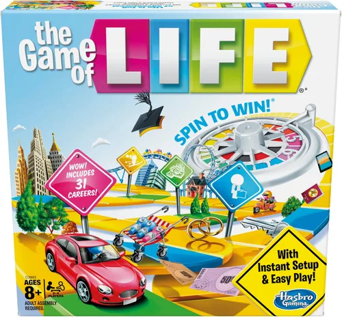 Hasbro Gaming Juego de mesa The Game of Life, juegos familiares para niños a partir de 8 años, incluye 31 carreras, juegos de mesa familiares para