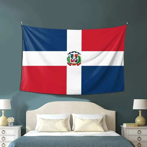 Miniatura 6 de LIFANGMI Tapiz decorativo con bandera de la República Dominicana, 60 x 40 pulgadas, para dormitorio, sala de estar, dormitorio universitario
