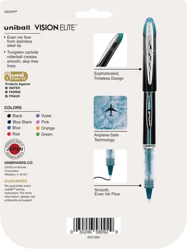 Miniatura 2 de Bolígrafos Uniball Vision Elite; Paquete surtido de 8 bolígrafos; Micro bolígrafos con tinta de 0.5mm; Bolígrafo de tinta negra; Bolígrafos de punta