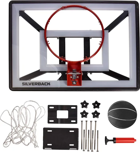 Miniatura 18 de Aro de baloncesto juvenil Silverback Junior de 33" con tecnología de montaje Lock 'n Rock. Se monta en postes redondos y verticales, color negro