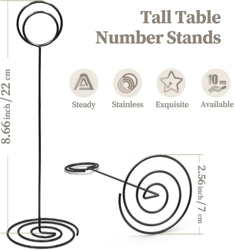 Miniatura 2 de Soportes para números de mesa, 10 unidades de 8.75 pulgadas de alto, soportes para tarjetas de mesa para bodas, fiestas, graduaciones, recepciones