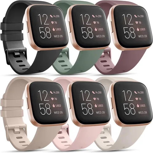 Miniatura 13 de Paquete de 6 correas deportivas compatibles con Fitbit Versa 2 / Fitbit Versa / Versa Lite / Versa SE, correas de repuesto clásicas de silicona