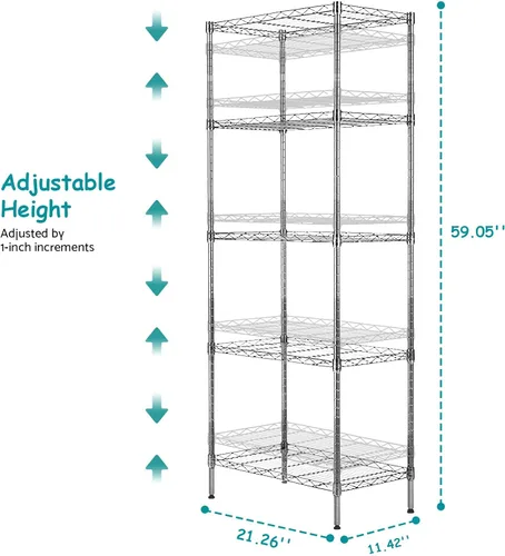 Miniatura 3 de BELANITAS Estantes de almacenamiento de metal, estantería de alambre de 5 niveles con certificación NSF, estantería de alambre de 21 x 11 x 59