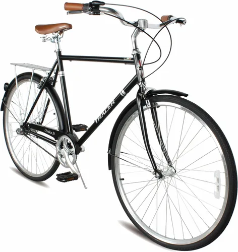 Miniatura 25 de Tracer Osaka - Bicicletas híbridas, marco de acero, Shimano Nexus Inter 3/7 velocidades, agarre marrón asiento marrón, bicicleta de carretera, Rojo