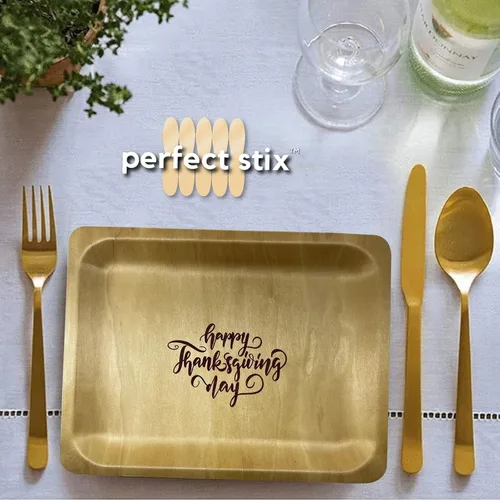 Miniatura 3 de Platos de madera de 10 pulgadas con impresión personalizada "Happy Thanksgiving", paquete de 25