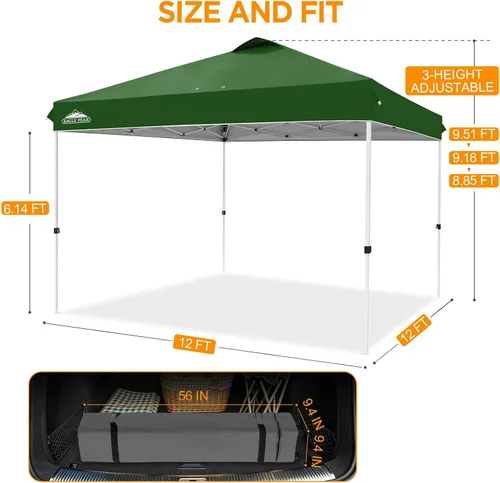 Miniatura 164 de EAGLE PEAK Tienda de campaña desplegable con bolsa de transporte con ruedas, 8 estacas, 4 cuerdas, 4 bolsas de peso, toldo de tienda de campaña