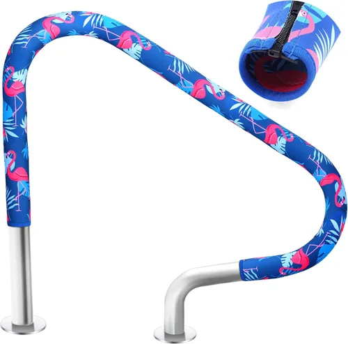 Miniatura 11 de Junkin Cubierta para pasamanos de piscina de 4 pies, cubierta para barandilla de mano de piscina con cremalleras, barandilla antideslizante, agarre