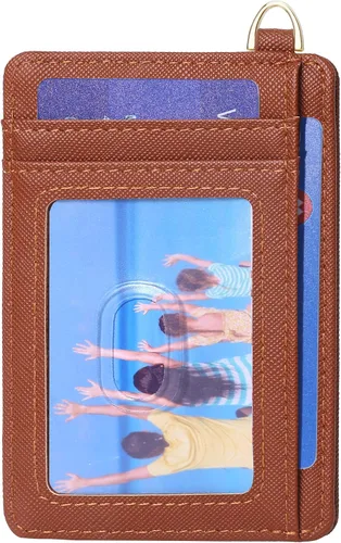 Miniatura 21 de Badiya Tarjetero delgado minimalista para tarjetas de crédito, bolsillo frontal con bloqueo RFID, estuche compacto para tarjetas con ventana