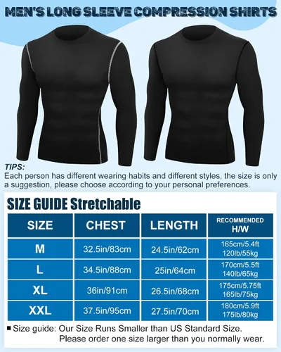 Miniatura 2 de Hicarer Paquete de 6 camisas de compresión atlética para hombre, camisetas de manga larga para entrenamiento, correr, camisetas deportivas