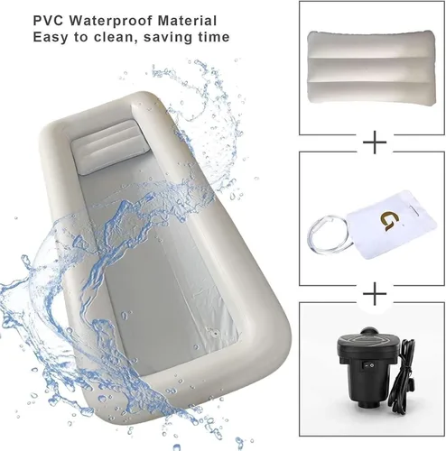 Miniatura 3 de Kit de lavabo inflable para bañera y ducha para ancianos, sistemas inflables de lavabo de PVC con bolsa de agua y bomba de aire eléctrica, bañera