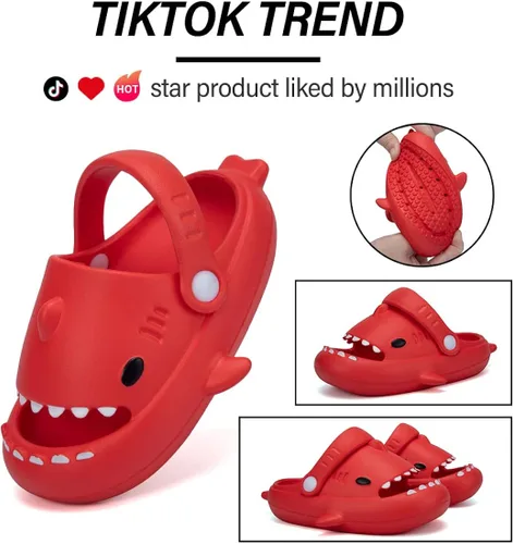 Miniatura 2 de GUUMOR Sandalias de tiburón para niños, pantuflas de tiburón para niños y niñas, sandalias de almohada con suela gruesa, suaves y antideslizantes