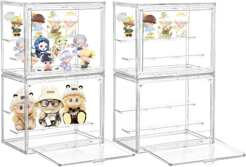 Miniatura 7 de Attelite - Vitrina de exhibición de acrílico transparente, caja de almacenamiento con puerta magnética, exhibidor de protección a prueba de polvo