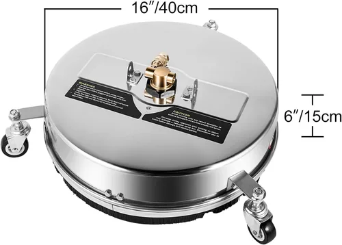 Miniatura 8 de VEVOR Limpiador de superficies, 4000 PSI 16" Lavadora a presión con 1/4" QC para cubiertas, brazo giratorio doble de acero inoxidable