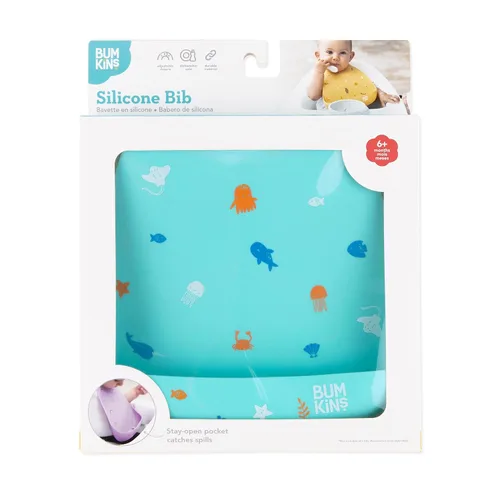 Miniatura 6 de Bumkins Baberos, bolsillo de silicona para bebés, babero para niña o niño, para 6-24 meses hasta niños pequeños, esencial imprescindible para comer