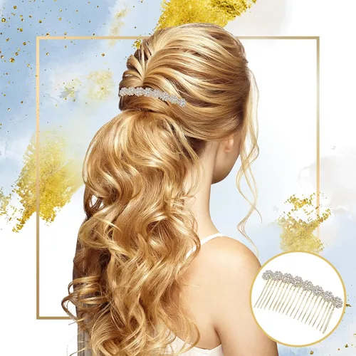 Miniatura 6 de Geosar 4 peines laterales de aleación de diamantes de imitación para el cabello, clips de flores de cristal, peine de boda, clips de joyería