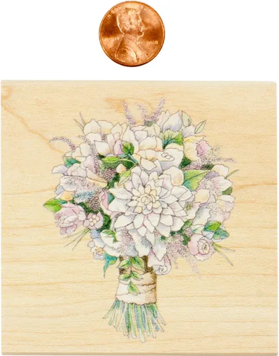 Miniatura 5 de Inkadinkado Sello de goma montado en ramo de novia para hacer tarjetas de boda y álbumes de recortes, 3 x 3 x 1 pulgadas