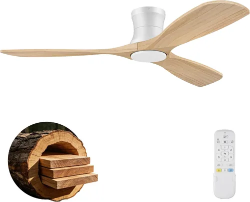 Miniatura 13 de Hoenofly - Ventilador de techo inteligente de madera de 52" de bajo perfil con luces y control remoto, motor CC silencioso, ventiladores de techo